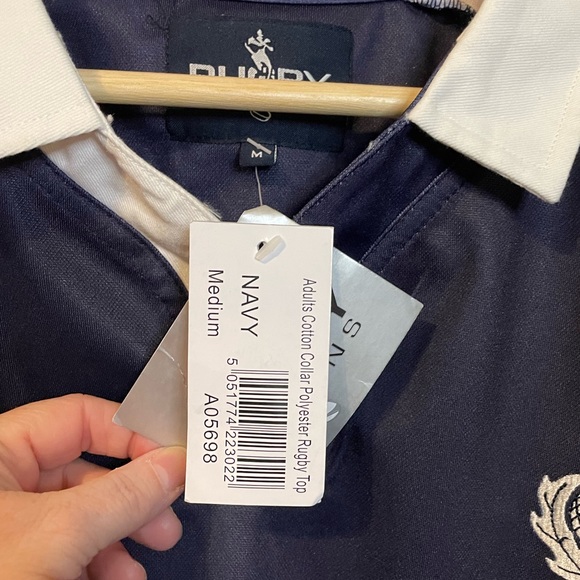 NWT Rugby Nations polyester navy blue Scotland polo rugby top sz M - Picture 6 of 11